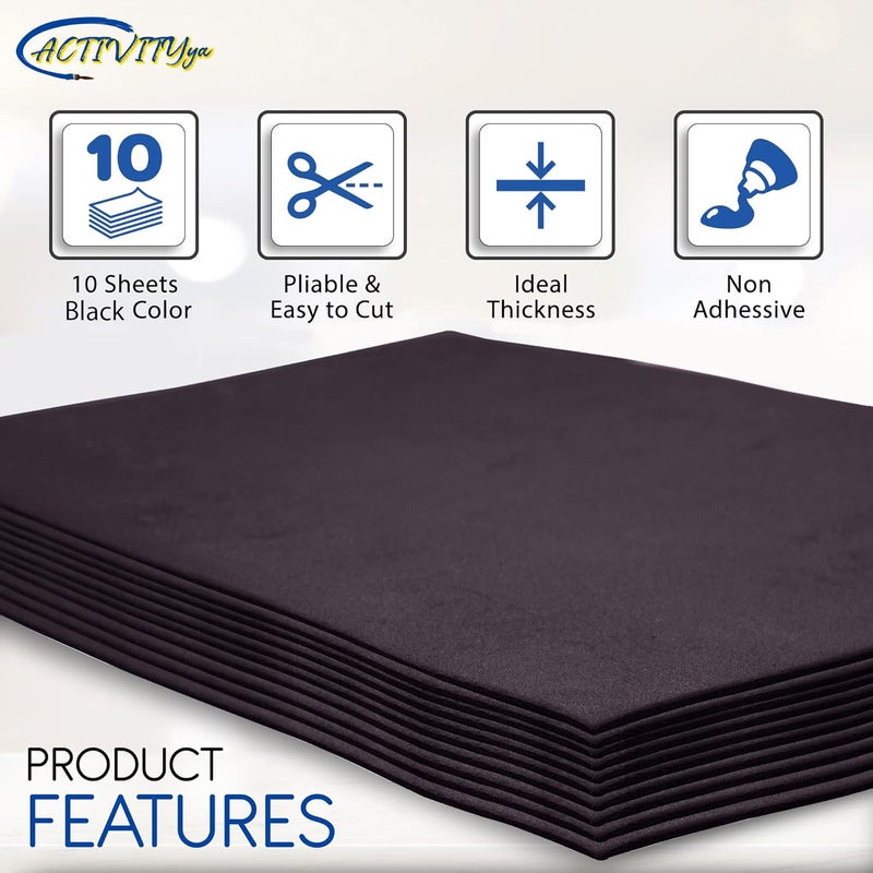 ACTIVITYYA Black EVA Foam Sheets, 9 x 12 Inch, 2mm Thick Handicraft Foam Paper for Arts and Crafts, by - 10 Sheets - Image 4